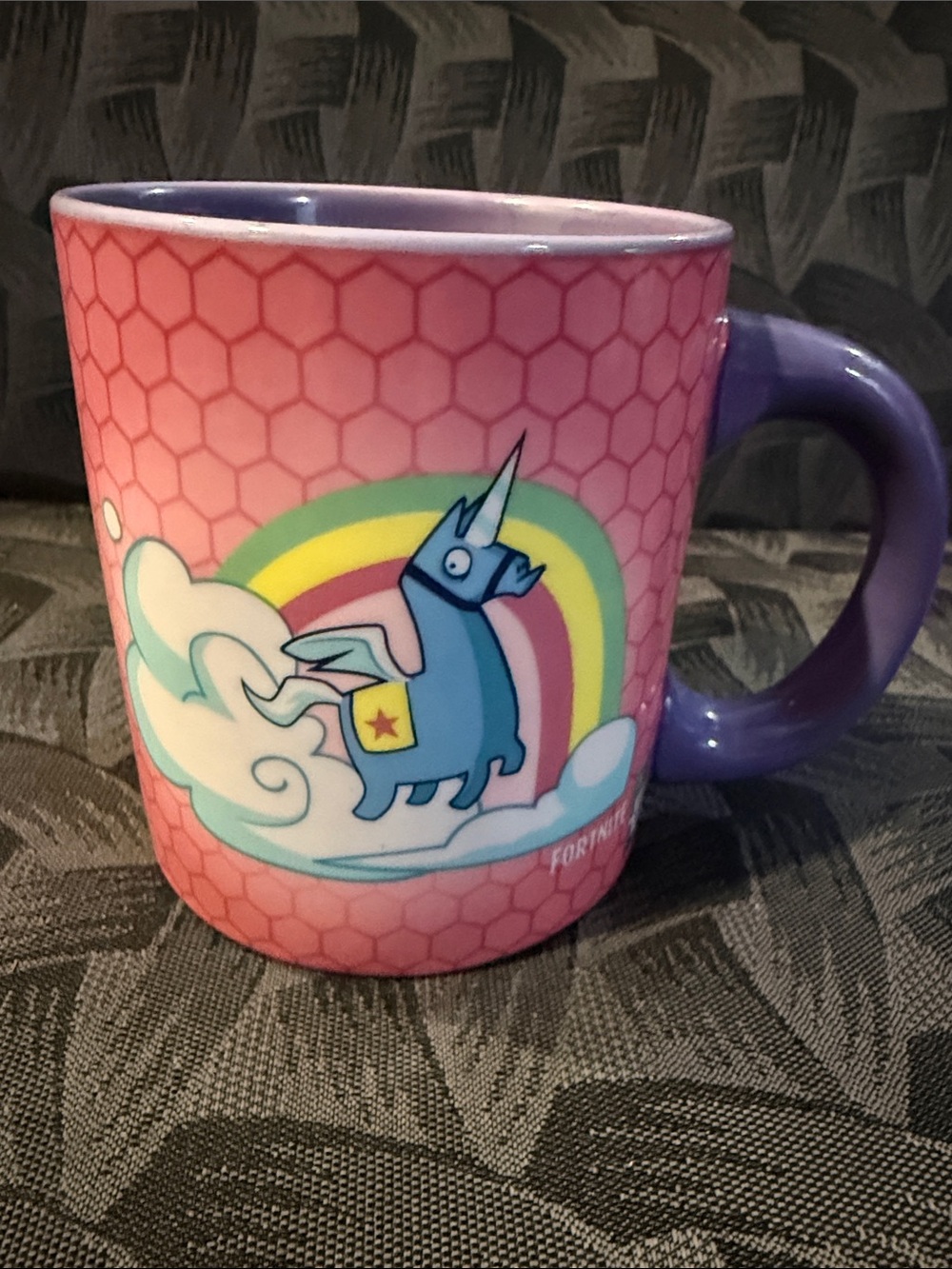 Fortnite Unicorn Rainbow Mug - Pink & Purple